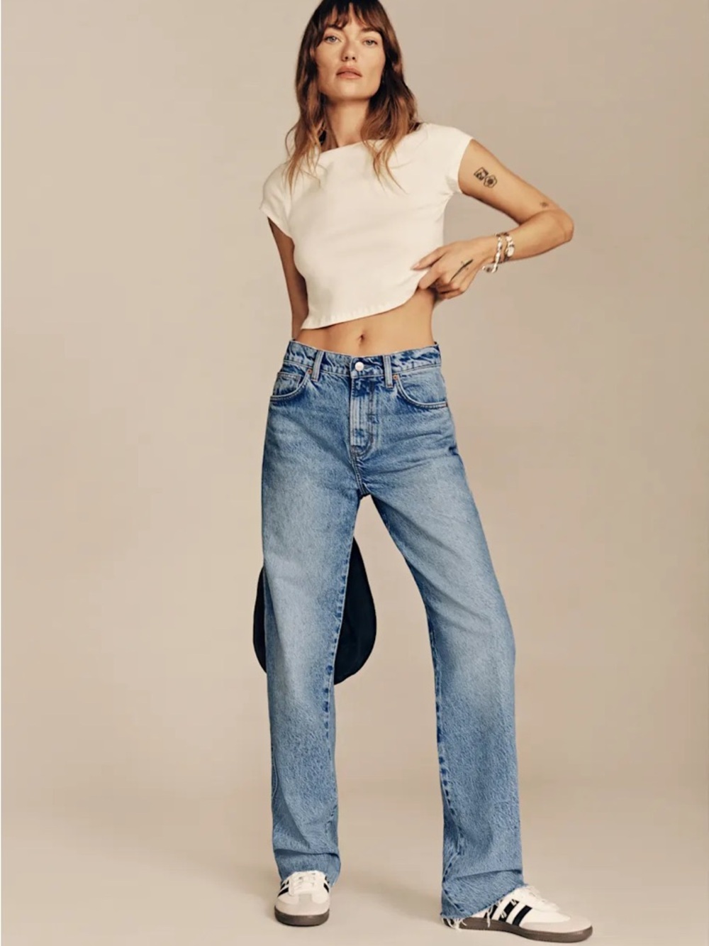 Reformation Jeans Val 90s Mid-Rise Straight Leg Colorado Wash Raw Hems 27